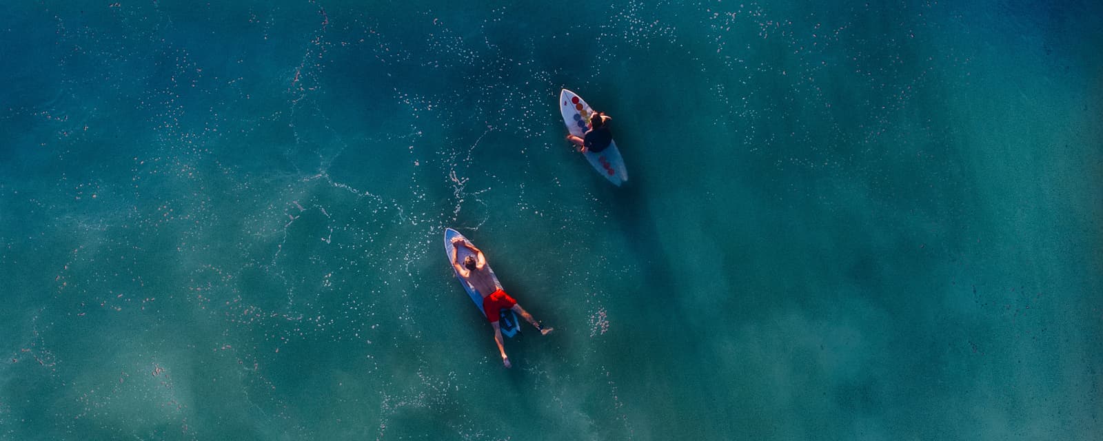 Surfers seen from above, Fuerteventura